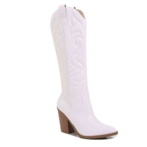 NEW! Women's White Western Cowboy Boots with Embroidered Design
